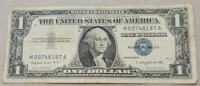 UNITED STATES OF AMERICA 🇺🇸 ONE (1) DOLLAR SILVER CERTIFICATE BANKNOTE 1957 A - Image 1 of 2