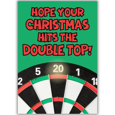 Darts Themed Christmas Card For Him Her Friend Man Husband Wife Xmas Double Top - Image 1 of 4