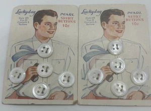 Vintage Luckyday 10 Perlenknöpfe auf Karten * 2er Set Karten * Style 070 Gr. 22 - Bild 1 von 3