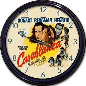 Casablanca Bogart Bergman Hollywood Warner Movie Poster Wall Clock Lorre New 10" - Picture 1 of 1