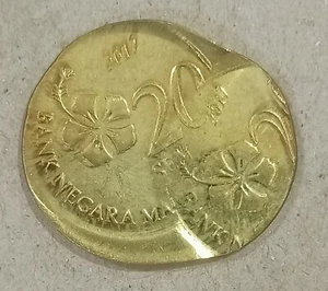 MALAYSIA ERROR COIN 20 CENTS DOUBLE STRIKE 2017 - Picture 1 of 2