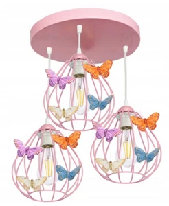 Schmetterling Deckenleuchte 3 Spot rosa Pendelleuchte für Mädchenzimmer Kronleuchter LED - Bild 1 von 3