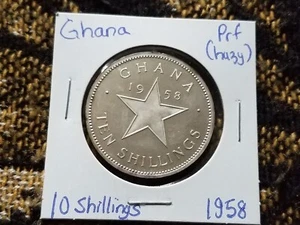 Ghana 10 Shillings 1958 Silver Proof (Hazy) - Picture 1 of 2