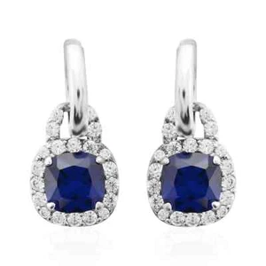 Blue Cubic Zirconia CZ Dangle Drop Earrings Jewelry Gift for Women Ct 3.1 - Picture 1 of 5