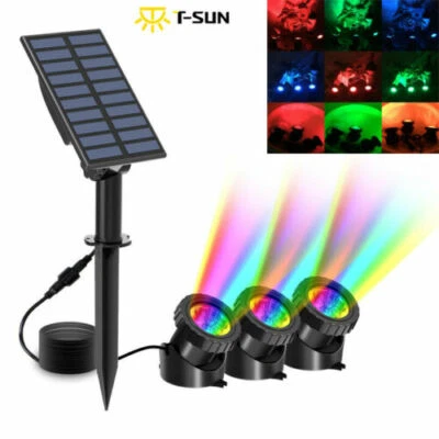 T-SUN Solar Power 3 Submersible Underwater LED Lights Garden Fountain Pond Spotlights