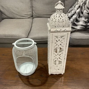 2 white Lantern Candle holder 1445 - Picture 1 of 11