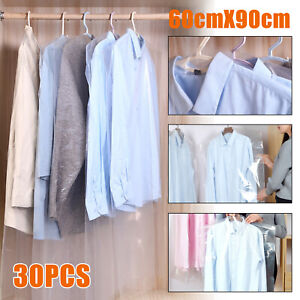 30PCS Clothes Garment Dust Covers Suit Storage Bags Dress Coat Hanger Organizer