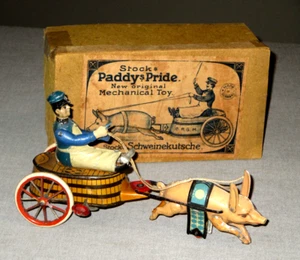 1920-ANTIQUE TIN TOY-PADDYS PRIDE-CLOCKWORK W/UP ORG BOX-STOCK'S GERMANY-8.5" - Picture 1 of 24