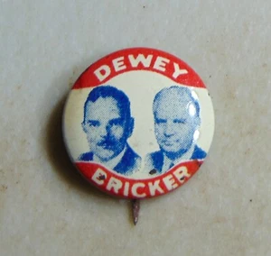 Thomas Dewey Bricker 1944 campaign pin button political - Picture 1 of 2