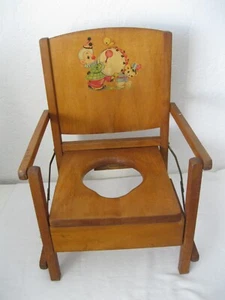 Vintage Potty Chair Wooden Folding Potty Toilet Training Seat - Picture 1 of 16