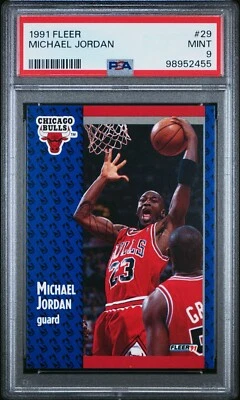 1991 Fleer 29 Майкл Джордан PSA 9 как новый HOF GOAT Chicago Bulls - Изображение 1 из 2