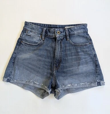 Pantalones cortos de tiro alto G-Star Restored Tedie para mujer talla 27/4 borde rasgado Foto 1 de 4