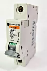 Merlin Gerin C60N C16 Circuit Breaker 240/415v 1P C16A Multi 9 25803 - Picture 1 of 7
