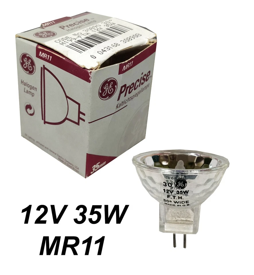 GE 12V 35W MR11 Halogen Light Bulb Globe FTH 30 Degree Open Face 30890 - Image 1 of 2
