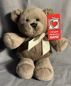 Truffles GANZ Brown Teddy Bear Plush Ivory Bow Small 7" Stuffed Animal With Tags - Picture 1 of 11
