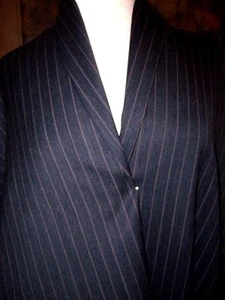 40"X60" DESIGNER ITALIAN DK GREY COGNAC STRIPE WOOL SUIT WGT FABRIC - Picture 1 of 5