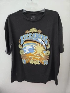 Billabong Women's Gray/Black Oversized Fit Tee T-Shirt Size Small NWT - Picture 1 of 2