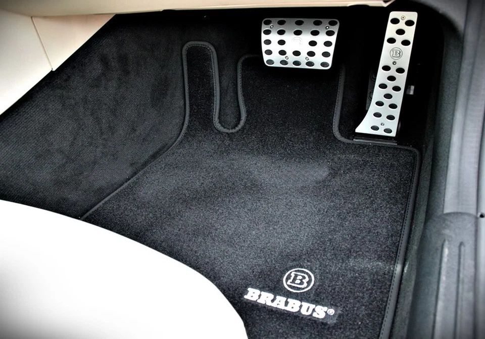 Brabus Logo Floor Carpet Mat Set Black Brand for S-Class 222-871-01N Set Of 4pc - Image 1 of 4