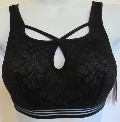Fecho traseiro de renda preto Gilligan & Omalley levemente forrado Bralette tamanho P novo com etiquetas - Imagem 1 de 3