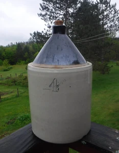 nice old 4 gallon crock jug with cork - Picture 1 of 9