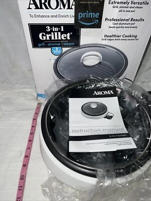 Aroma 3-in-1 Grillet - 3 Qt - White - Grill, Simmer, & Steam  - Image 1 of 4