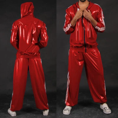 Rubber 100%Latex Sportswear Hooded top and pants Suit uniform Zipper 0.4MM S-XXL - Bild 1 von 4