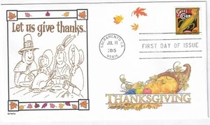 THANKSGIVING  PILGRIMS INDIAN  HORN OF PLENTY    SWEET CORN FDC- DWc - Picture 1 of 1