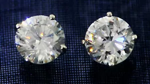 1.5 ct Earrings Brilliant Top Cubic Zirconia Best Faux Solid Sterling Silver - Picture 1 of 2