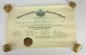 University of the State of New York Advanced Diploma 1905 - Foto 1 di 3