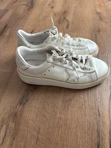 Golden Goose Pure Star Low Top Sneakers White Leather Size 33 US 2 - Picture 1 of 6