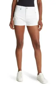 TRUE RELIGION Jennie Curvy Cuffed Shorts in White Size 32 - Picture 1 of 3