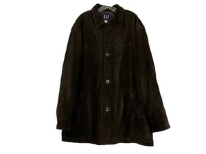 56 XXL Gap Chocolate Brown Suede Jacket Quilted Lining Pockets Big + Tall Y2k - Picture 1 of 3