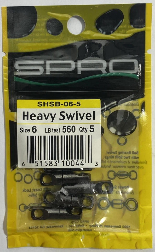 SPRO Heavy Swivel Size 6 Package of 5 560Lb Test - Image 1 of 1