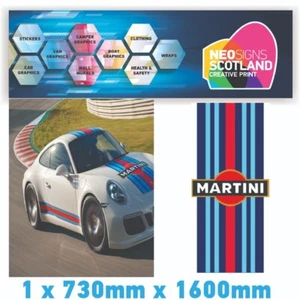 Martini Racing Style Black Bonnet Stripe For Porsche Le mans universal stickers - Picture 1 of 1