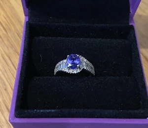 AAA Tanzanite & Diamond White Gold Ring (QVC) - Picture 1 of 2