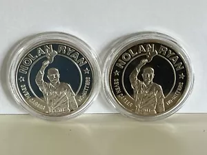 Lot of 2 1993 Nolan Ryan Coins - $1 Liberia - Uncirculated In Plastic Case - Picture 1 of 2