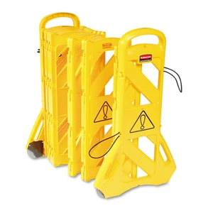 Rubbermaid Portable Mobile Safety Barrier, 16 Panels, 2 Wheels, Bright Yellow - Picture 1 of 1