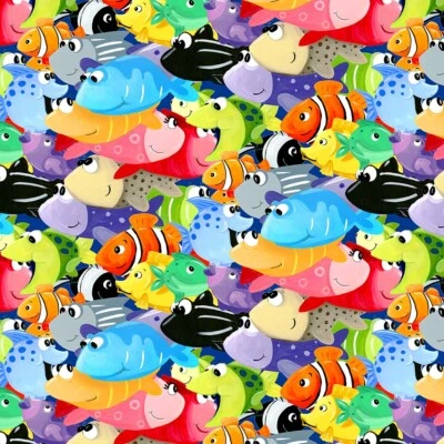 Susybee  Under The Sea Digital Allover Fish SB20420-999 fish fabric BTHY - Image 1 of 4