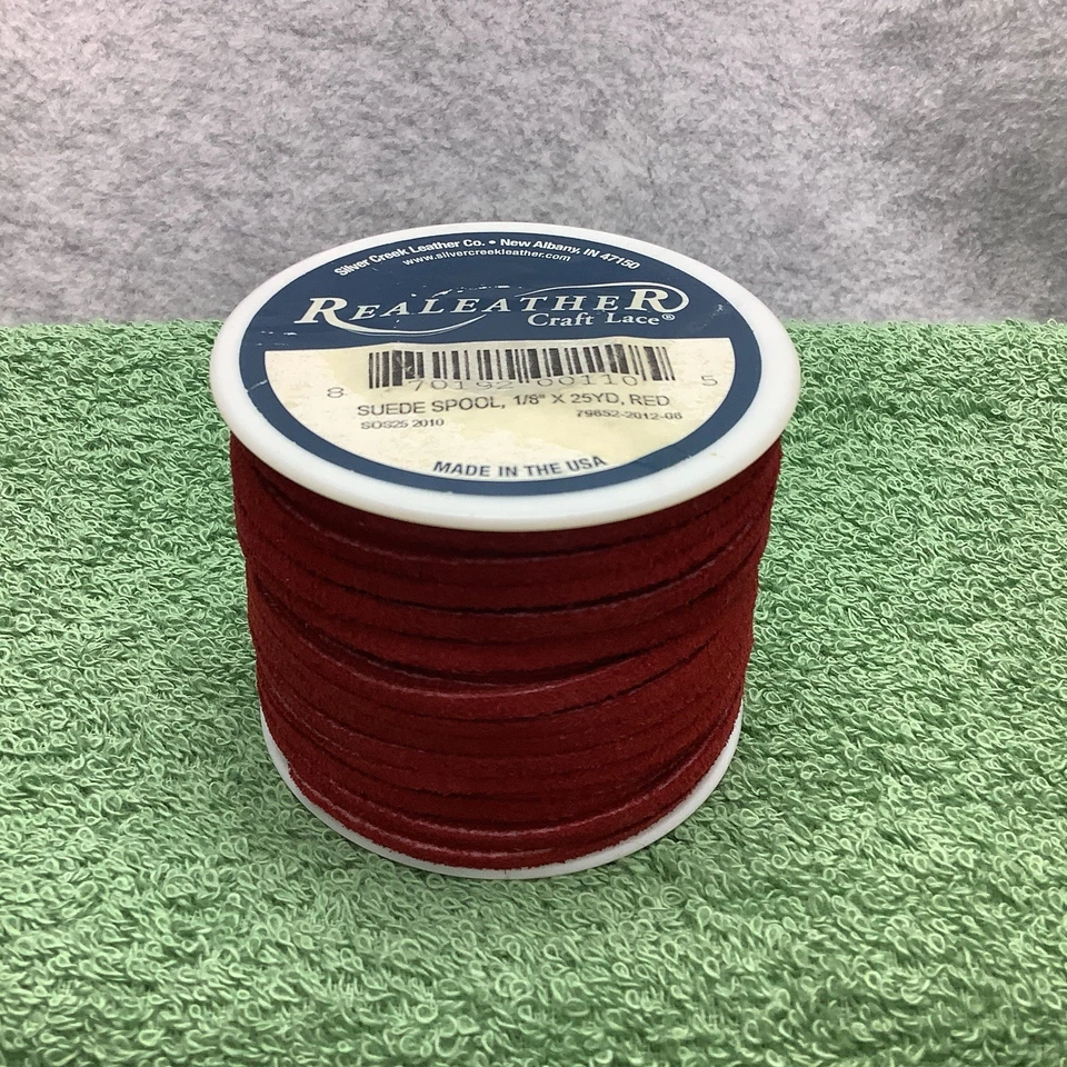 25yd 1/8" Flat Suede Leather Lace Red Realeather 3mm Lth0029