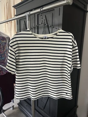 Camiseta marinera Petit Bateau para mujer talla S azul marino y blanco cuadrada a rayas nunca usada Foto 1 de 3