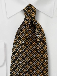Robert Talbott Studio Silk Tie Bronze Black Sky Blue Geometric Diamond Necktie - Picture 1 of 10