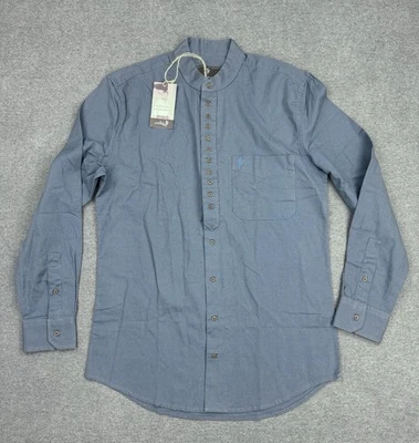 Celtic Ranch Wear Shirt Mens Small Linen Blend Popover Blue Band Grandfather - Image 1 of 4