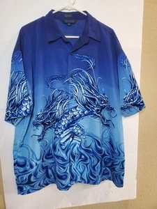 MT : 2 Men's XL Dragon Pattern Short Sleeve Casual Shirt - Picture 1 of 3