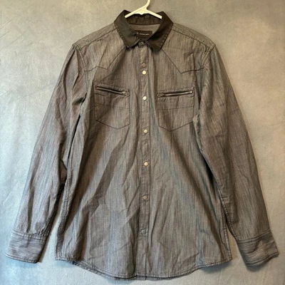 INC International Concepts Mens Gray Snap Button Shacket Jacket Medium Rugged - Image 1 of 4