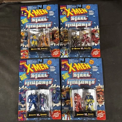 (4) X-MEN STEEL MUTANTS SERIES ONE COMPLETE APOC WOLVERINE TOYBIZ NEW DIE-CAST - Image 1 of 4