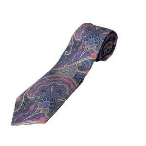 Paul Fredrick Men’s Silk Neck Tie Pointed Pastel Paisley - Picture 1 of 6
