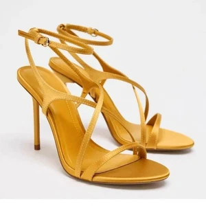Satin Luxury High Heels Cross Strap Naked Strap Sexy Banquet Shoes Elegant Pumps - Picture 1 of 8