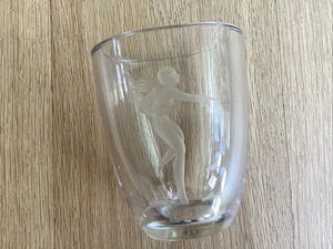 40s Art Deco Signed Swedish Crystal Glass Etched Nude  Vase Varends Konstglas - Foto 1 di 5