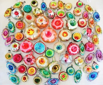 Deep Indent Mercury Christmas Ornament Retro Soviet Tree Decoration Glass Balls - Image 1 of 4