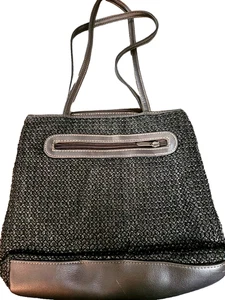 Borsa a tracolla Frankie & Johnnie tessuto marrone tonnellate di tasche vintage - Foto 1 di 7